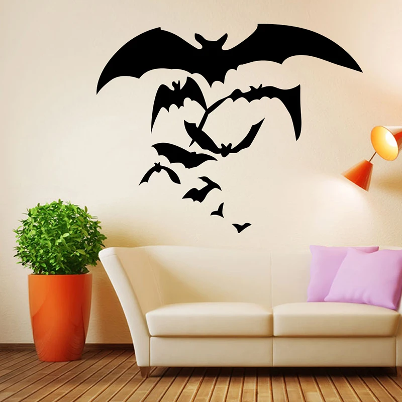 

HHalloween Bat horror wall stickers living room bedroom removable wall stickers holiday party decoration props
