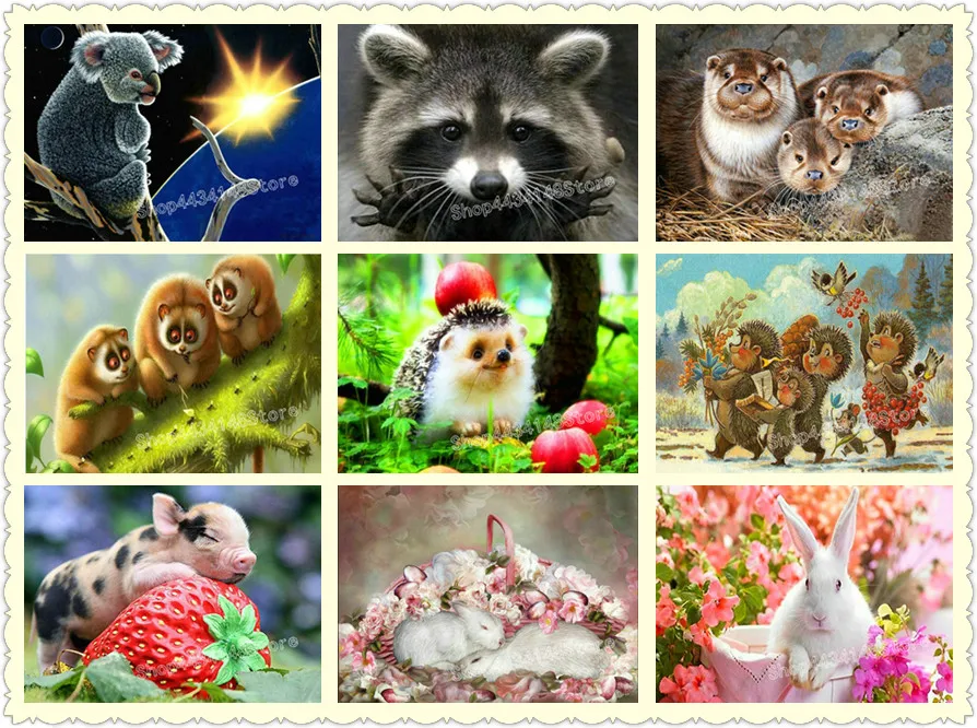 

Full Square Diamond Painting Sloth Rabbit Hedgehog 3D Diamond Embroidered Animal Full Square / Round Drill Crystal Mosaic
