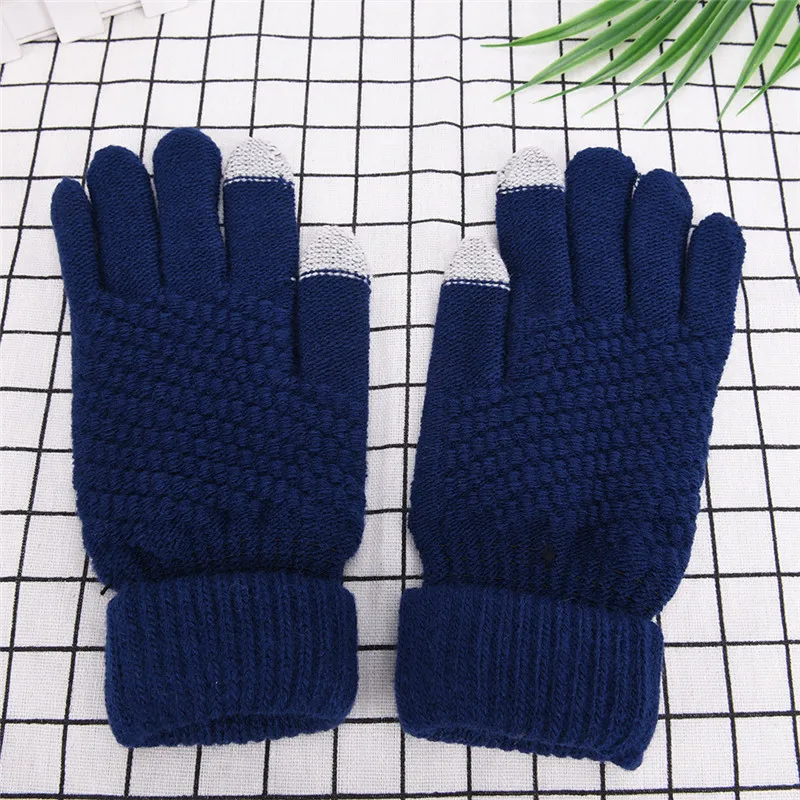1 пара, перчатки с сенсорным экраном для мужчин и женщин, мягкие вязаные эластичные зимние перчатки, теплые смартфоны для вождения, перчатки
