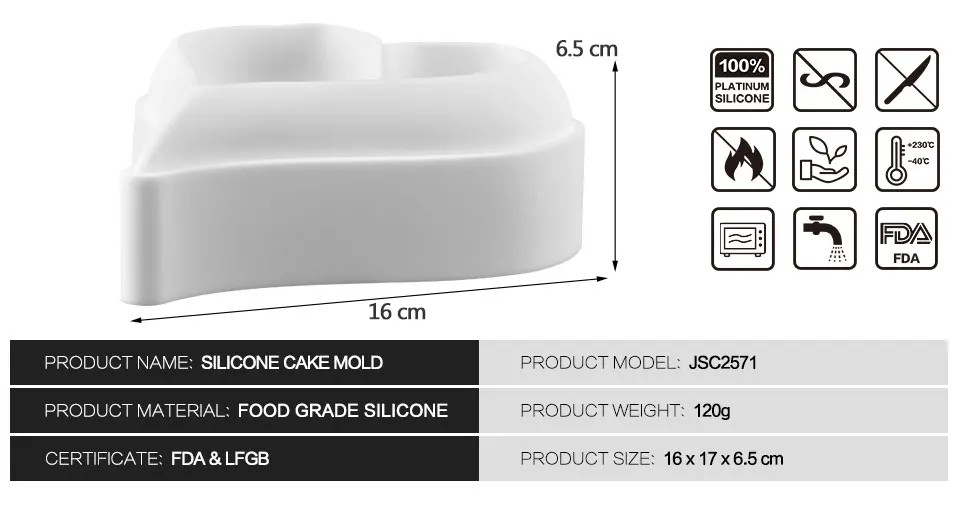 SILIKOLOVE форма сердца форма для торта 3D силиконовые формы для художественного торта мусс формы DIY выпечки Десерт Жаростойкие формы для духовки инструменты