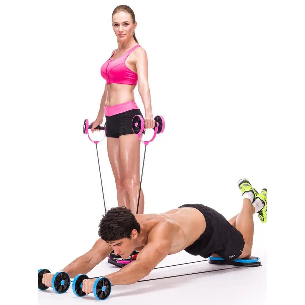 

Home Fitness Dual Wheels Ab Power Roller Sports Stretch Elastic Abdominal Resistance Pull Rope Tool Muscle Trainer Exercise