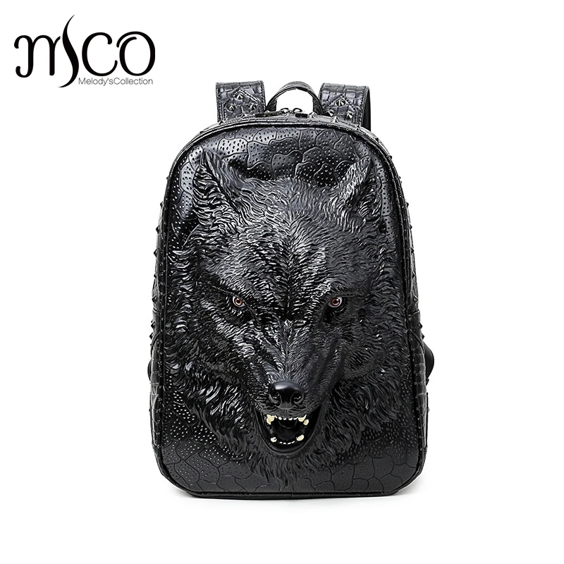 Рюкзак из искусственной кожи с 3d графическим тиснением verisimilar Wild Wolf дорожный