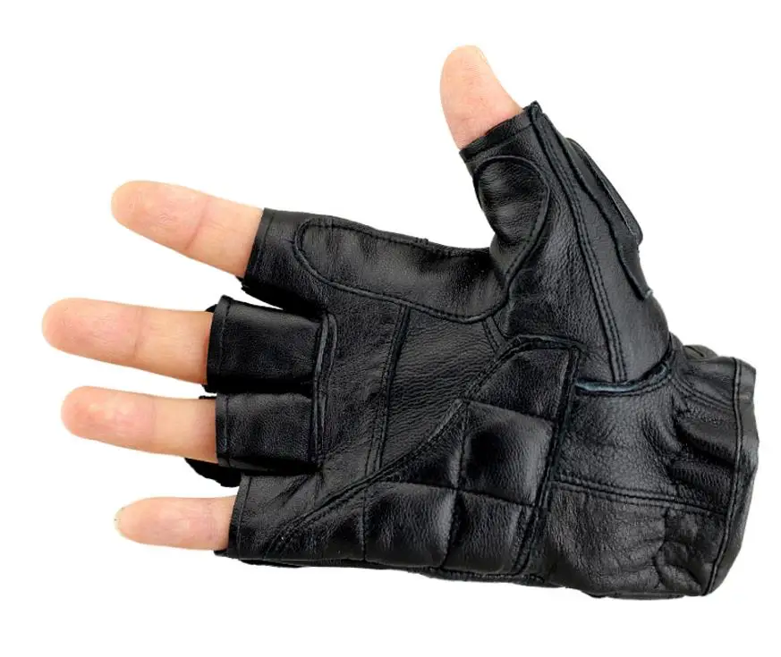 Мужчины искусственная кожа панк-перчатки фитнес-заклепки с половинными пальцами Спорт на открытом воздухе Фитнес теплая зима
