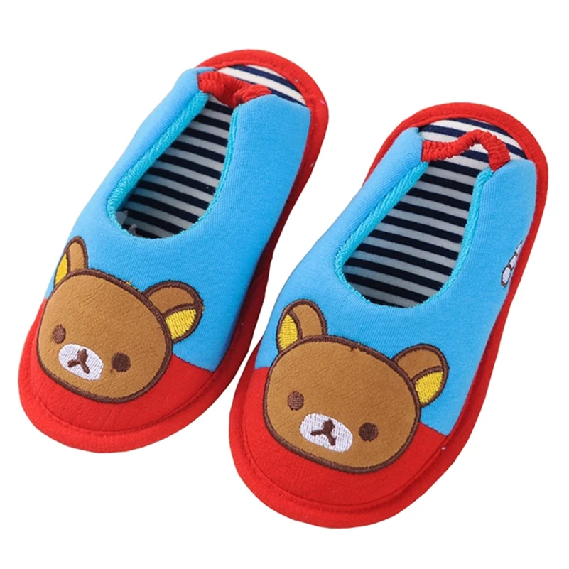Тапочки для малышей; детская обувь унисекс с милым медведем из мультфильма; домашняя обувь на мягкой резиновой подошве; повседневная обувь для сада; домашняя обувь на плоской подошве; детские Тапочки