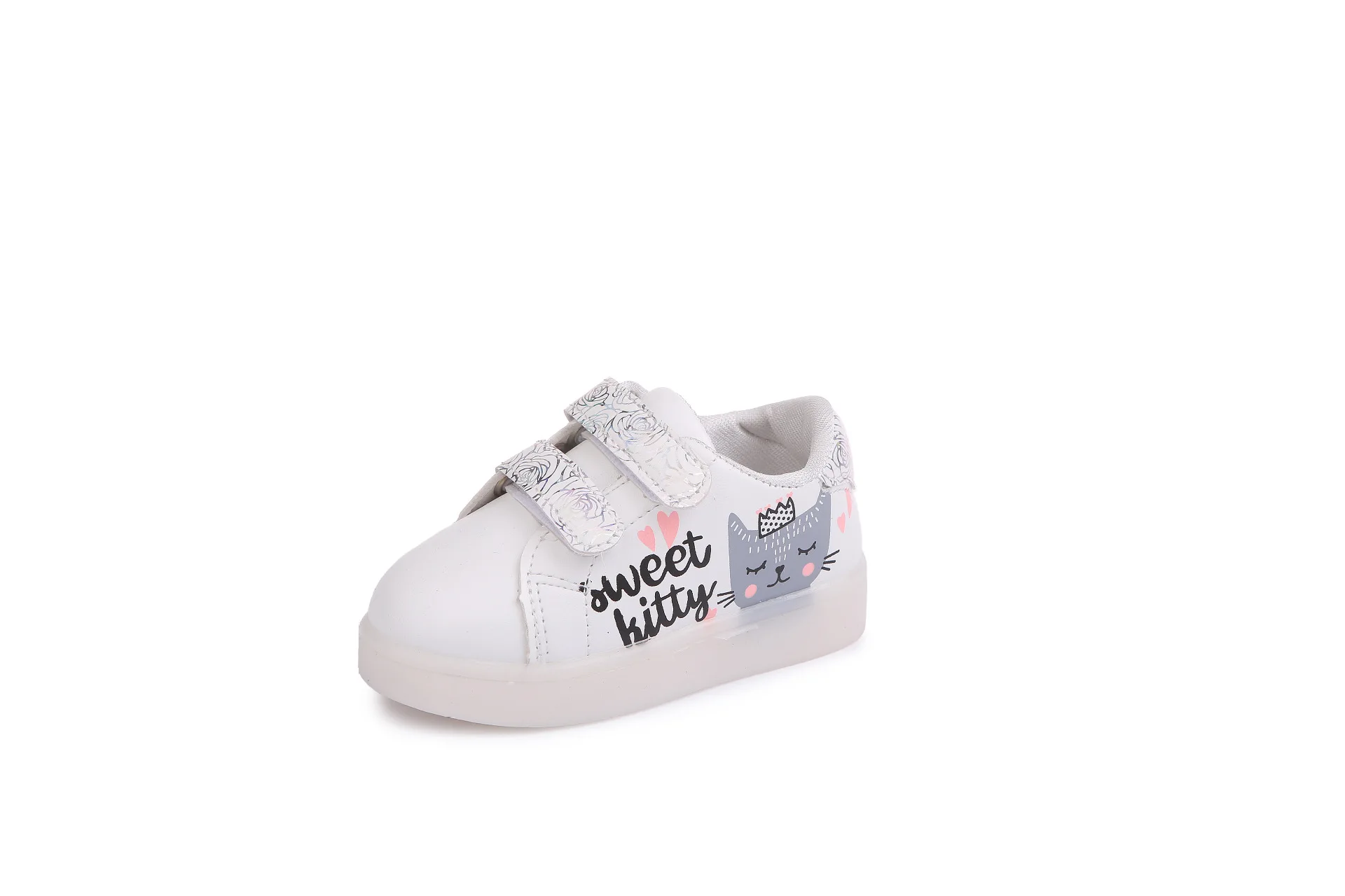 Европейский камуфляж звезды крутая обувь для девочек и мальчиков светодиодный свет модные детские кроссовки Повседневная светящаяся детская обувь - Цвет: white