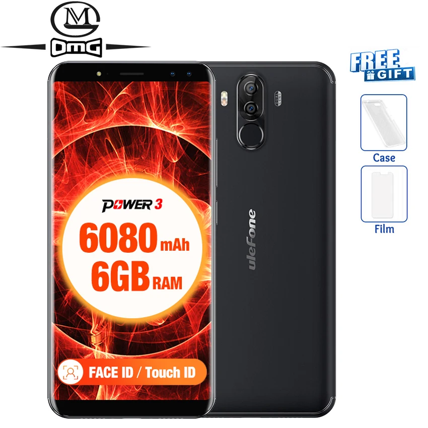 Ulefone Мощность 3 18:9 полный Экран смартфон 6080 мАч 6,0 "P23 Восьмиядерный Face ID 21MP четыре Камера Оперативная память 6 ГБ Android 7,1 мобильный телефон