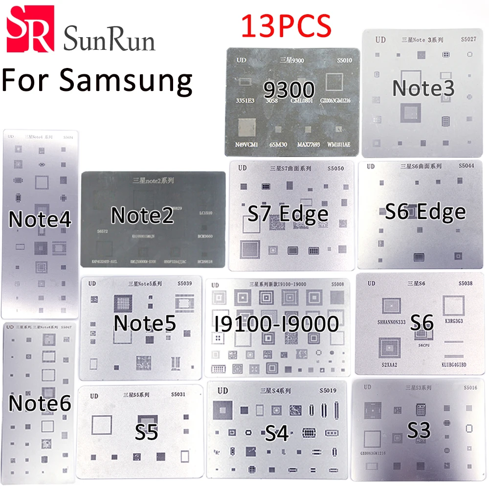 Трафарет BGA с прямым нагревом для samsung i9300 s3 i9000 s4 Note 3 Note4 S5 S6 Note5 Note6 S6Edge S7Edge 13 шт.|stencil