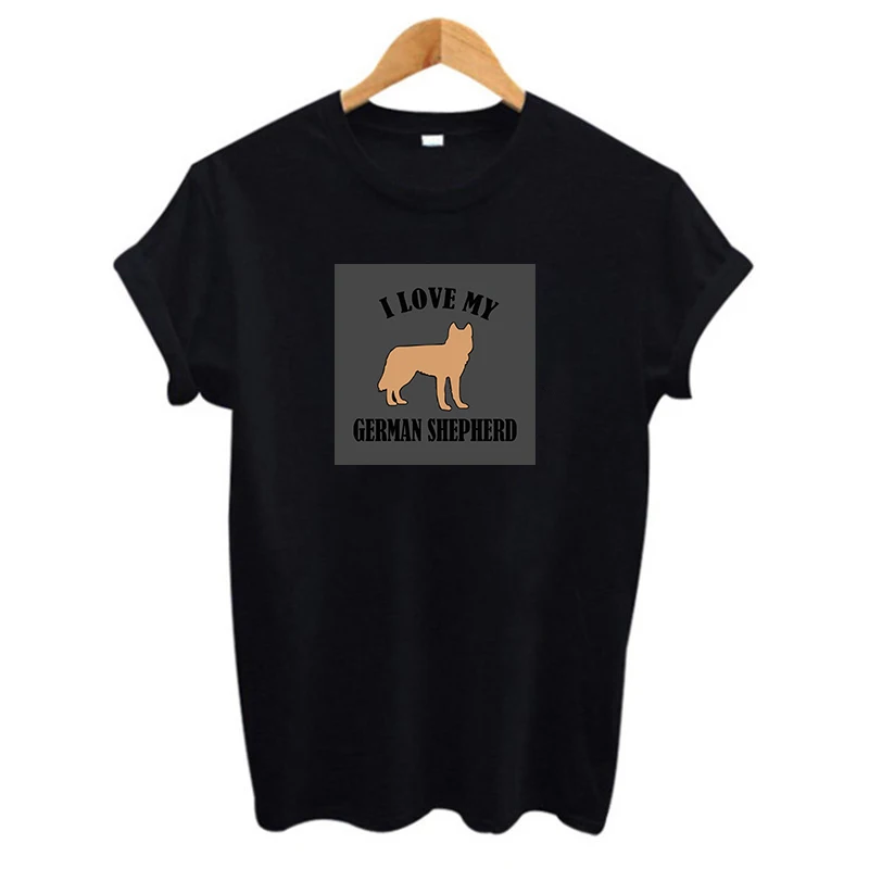 Женская футболка с принтом i love my german shepherd dog Повседневная хлопковая хипстерская