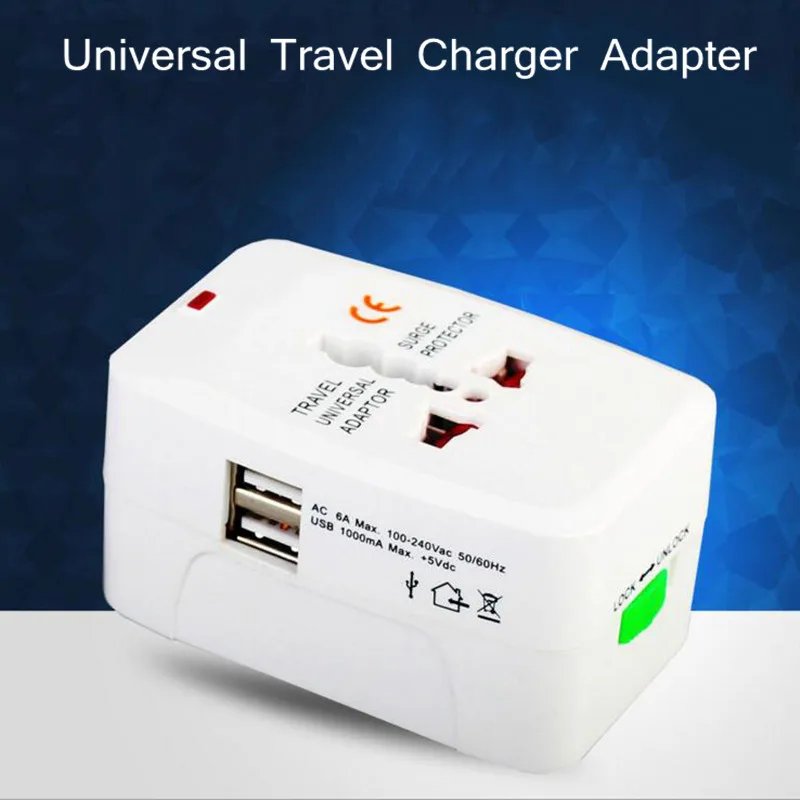 All in One Universal International Plug Adapter 2 USB Port