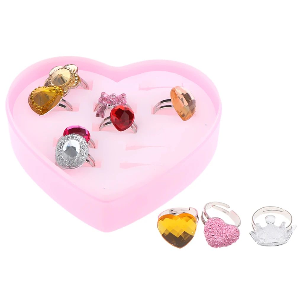 10 Pieces Plastic Kids Rings, Assorted Glitter Rings, Kids Dress Up Costumes Beauty Fashion Rings, Pretend Play Toys