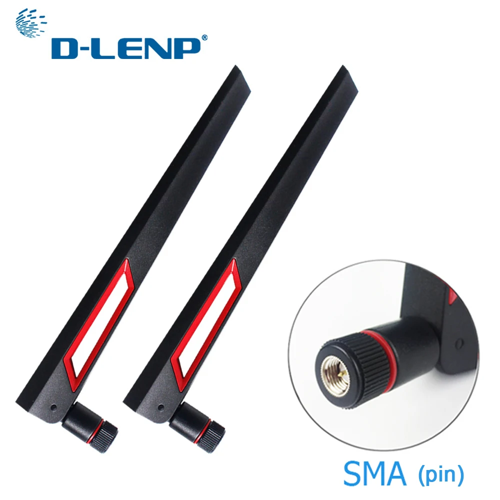 

Dlenp 2pcs 2.4G 5G 5.8G wifi Antenna Dual Band 12dBi Antenna Router Antenna SMA Male (pin)