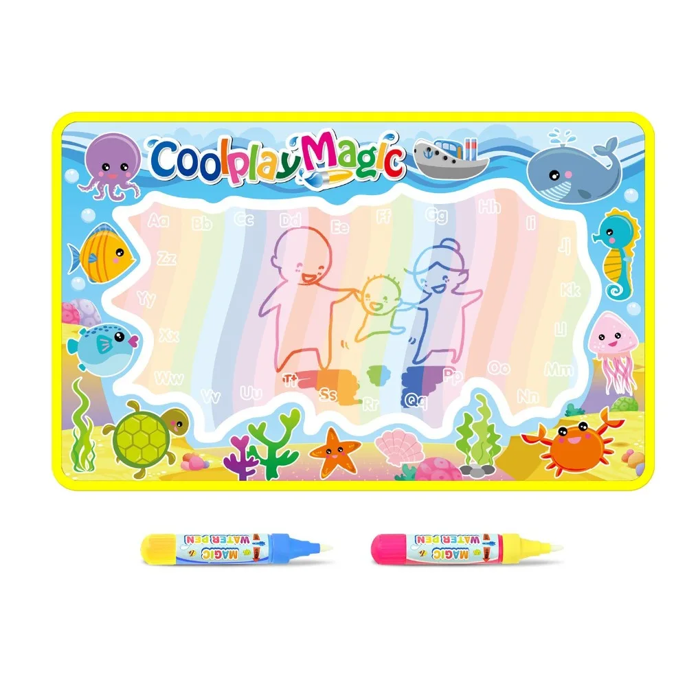 23.2*14.2in Rainbow Magic Water Drawing Mat & 2 Pens Doodle Coloring Painting Board Educational Toys for Kids Birthday Gift | Игрушки и