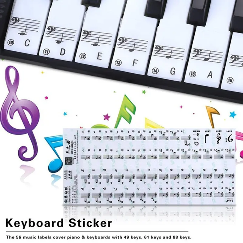

New Style Plastic Clear 49 61 Key Electronic 88 Key Piano Transparent Professional Note Sticker Popular Music Sticker