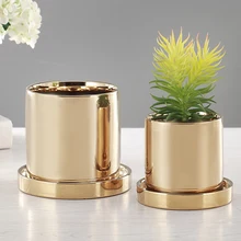 Современная керамическая ваза для цветов с покрытием из золота и серебра, керамическая ваза для посадки цветов, горшок аристократического декора комнаты, аксессуары для стола