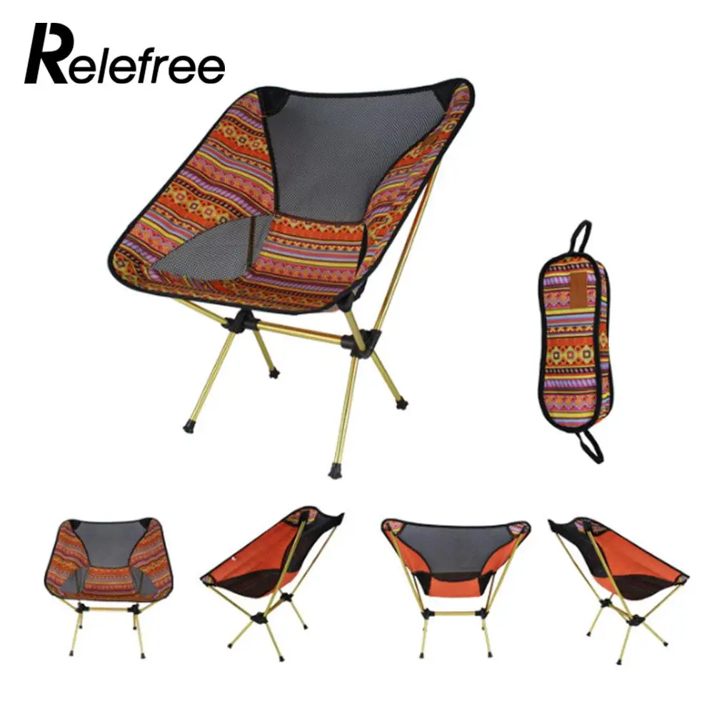 

Practical Folding Chair Folding Stool Camping Chair Durable Portable Aluminum Alloy 3color Small Bench Camping Oxford Cloth