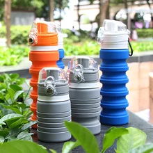 Silicone Shaker Bottles Retractable Portable Folding Water Cup Outdoor Camping Sport Drinkware Protein Powder Shaker Drink Tools