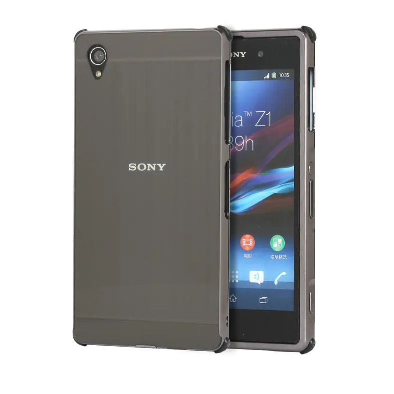 Роскошный Матовый металлический каркас бампер для sony Xperia Z1 L39H C6903 5," противоударный чехол для телефона Capa - Цвет: Темно-серый