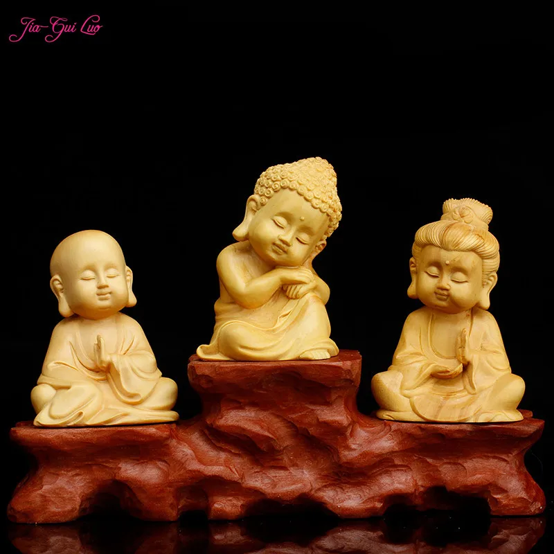 Goede JIA GUI LUO Buxus Carving Decoratie Gift Woondecoratie Houten Handwerk Souvenir Jonge Monnik Model A044