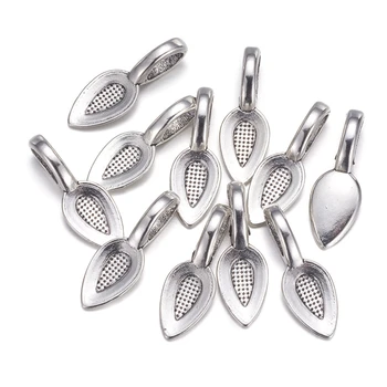 

50pcs Leaf Glue-on Flat Pad Bails for Jewelry Making DIY Pendant Findings Decorative Lead Free & Cadmium Free 21x8x6mm