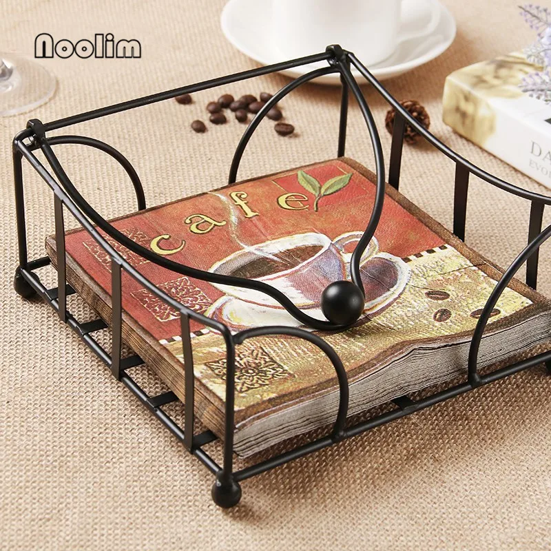 

NooLim European Style Napkin Holder Metal Tissue Paper Holder Sheet Paper Case Hotel Napkin Paper Case Towel Paper Shelf