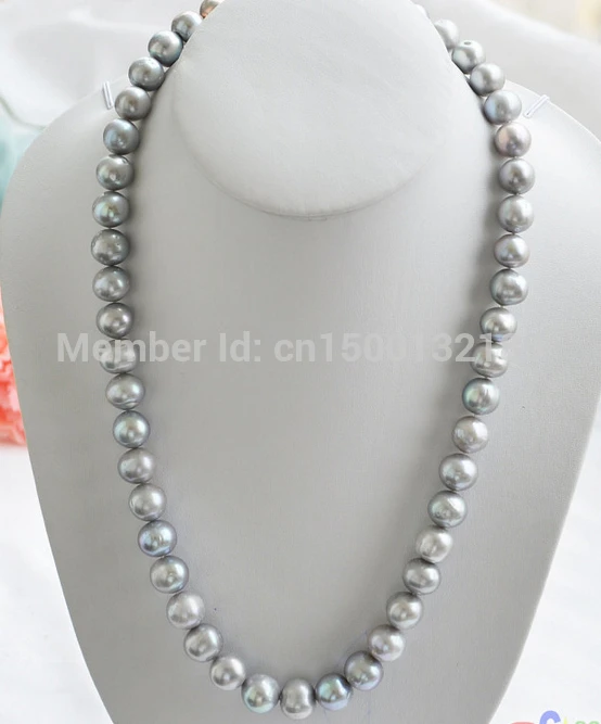 

j00549 Huge 24" ROUND GRAY Freshwater cultured PEARL NECKLACE