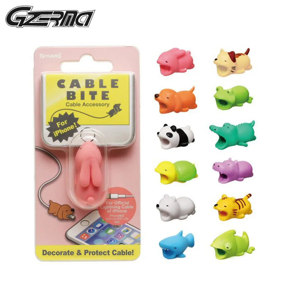 

4pcs/Lot Cartoon Animal Bite USB Cable Protector Organizer Data Line Winder Charging Protection For iPhone 8 7 6 5 For iPad