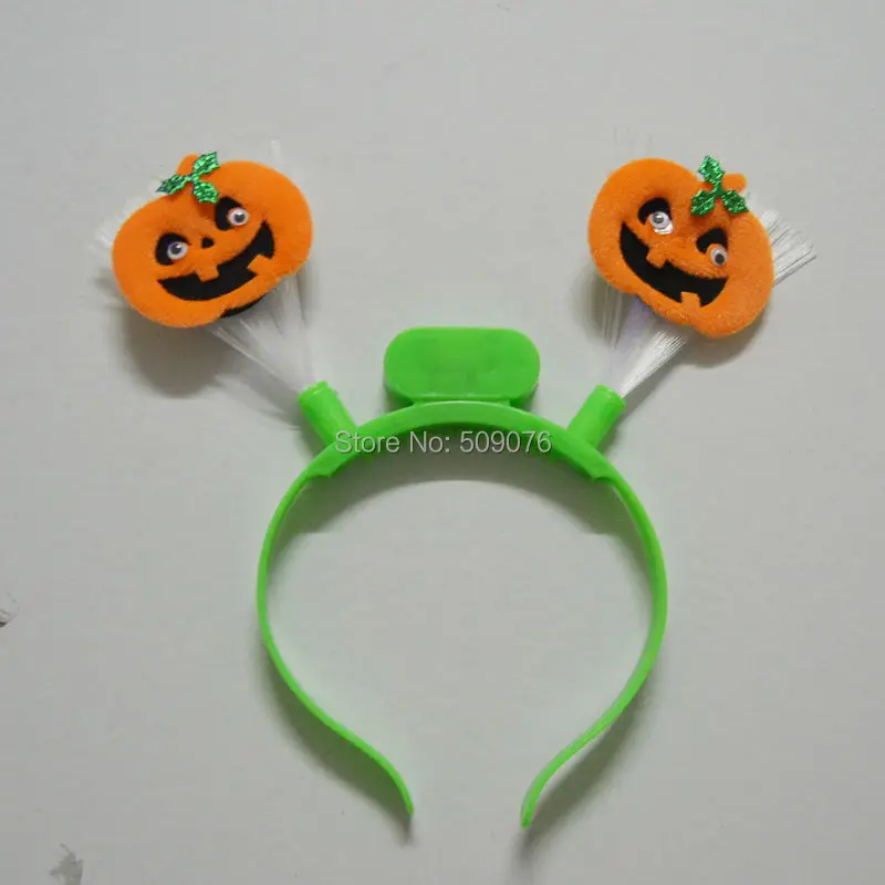 

Free shipping 3pcs/lot led optical fibre headwear Light-Up pumpkin Headband LED Flashing Rave Braid Halloween Props