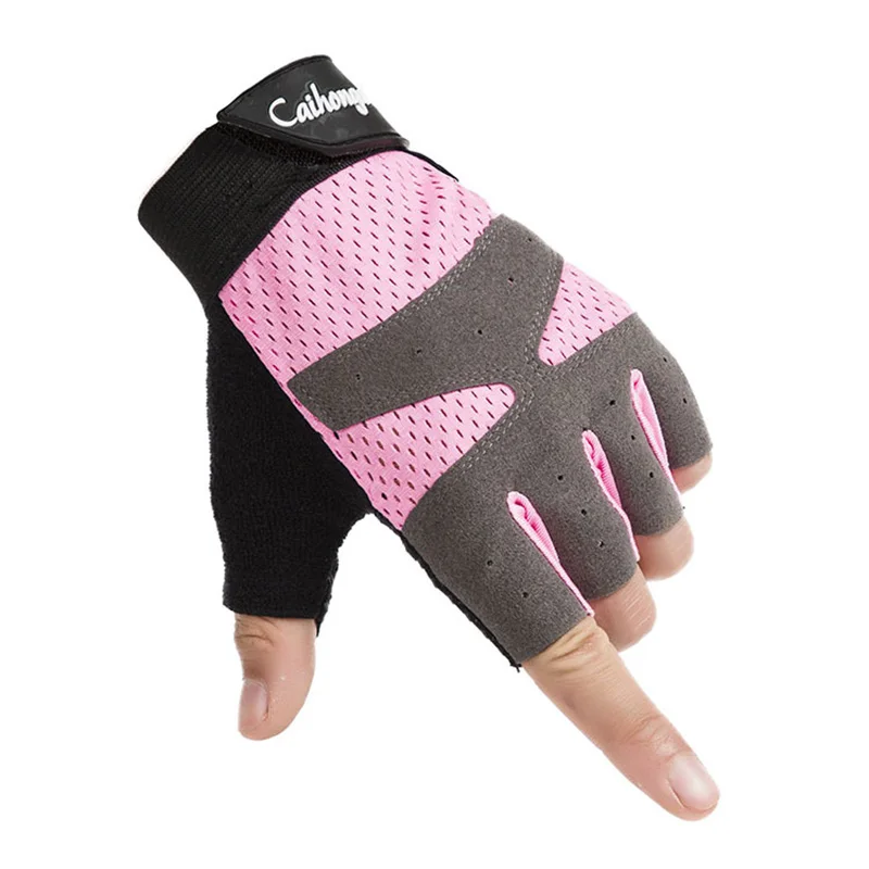 Унисекс Перчатки для фитнеса мужские гантели оборудование горизонтальный бар тренировка запястья велоспорт половина пальца эластичные перчатки тактические перчатки D28 - Цвет: Pink