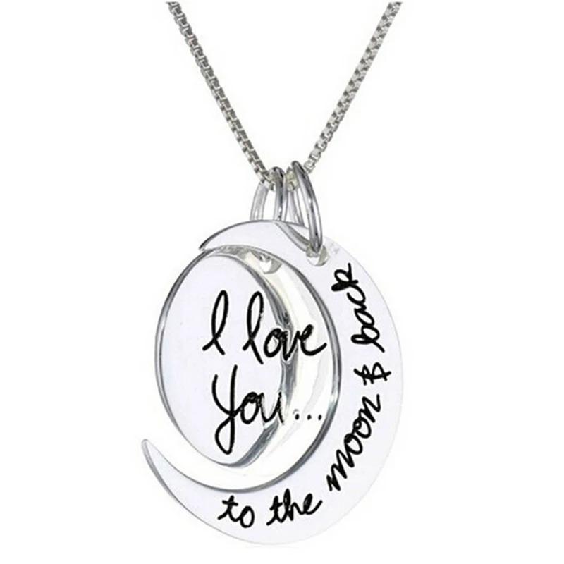 Колье с подвеской Love Forever Moon серебряное ожерелье надписью I You To The для мужчин и