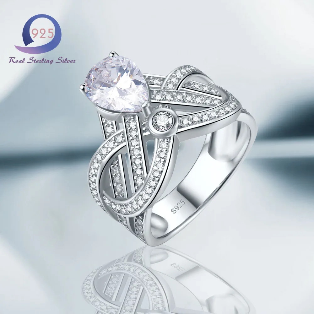 Merthus 925 пробы серебряные кольца с короной дизайн 1.27ct каплевидное лабораторное