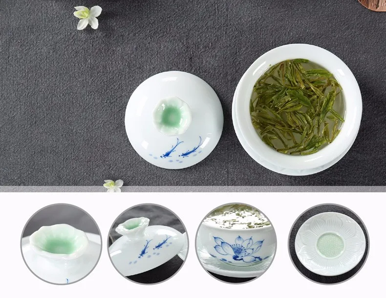 TANGPIN керамический чайник расписанный вручную gaiwan fish чайная чашка из фарфора Китайский кунг-фу чайный сервиз, кружка для вина