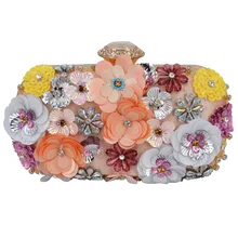 Розовый цветочный модный клатч, украшенный бисером женская сумка-мессенджер для женщин вечерние сумочки Дешевые вечерние сумки