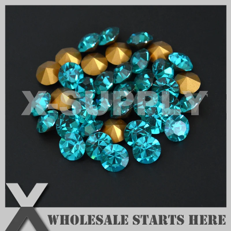 

SS38(8mm) Blue Zircon Loose Rhinestone,Pointed Sharp Back,Used for Single Metal Setting,Cup Chain Decorations,144pcs/lot