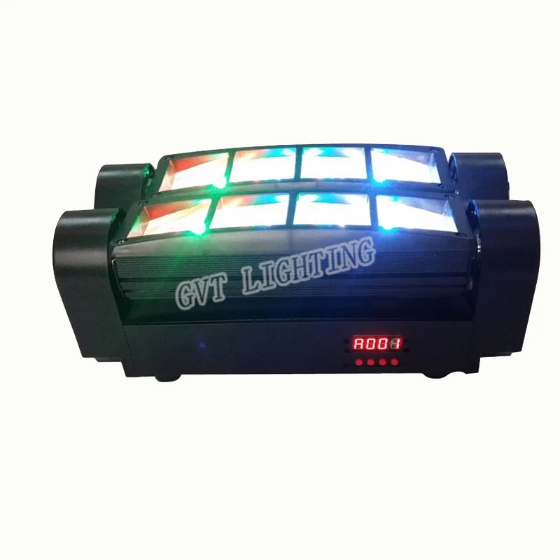 미니 LED RGBW 무빙 헤드 라이트, LED 스파이더 빔 무대 조명, DMX 512 스파이더 라이트, DJ 나이트클럽 파티에 적합, 8x10W