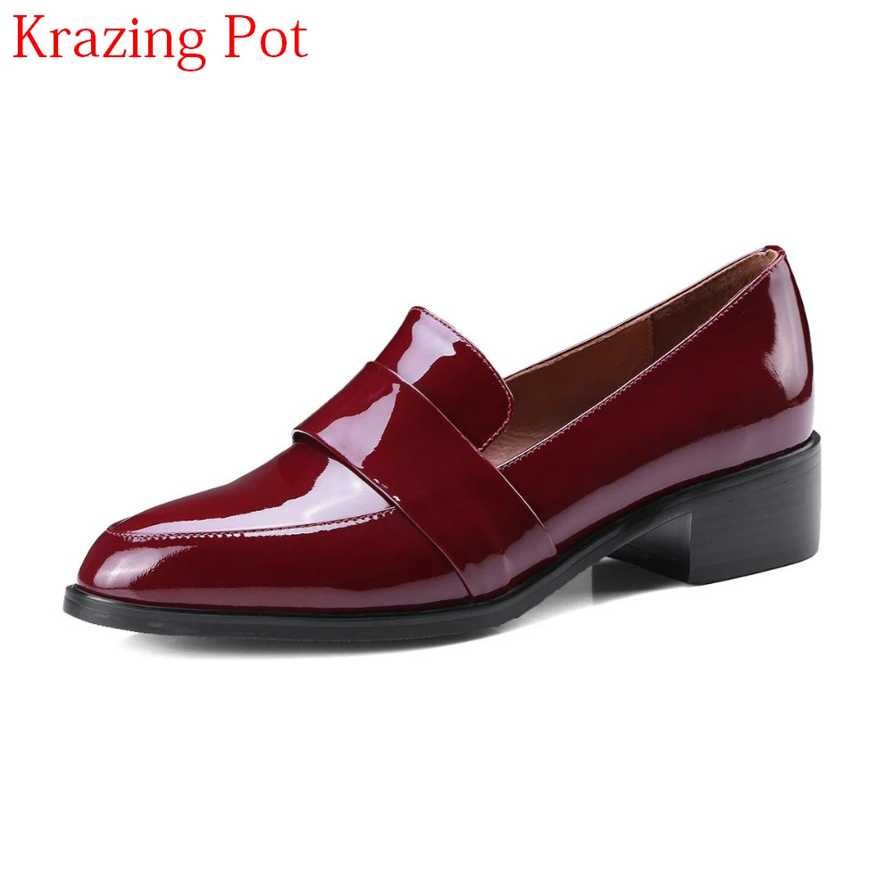 

2018 Superstar Genuine Leather Streetwear Slip on Retro Solid Pointed Toe Women Pumps Fashion Office Lady Office Lady Shoes L55