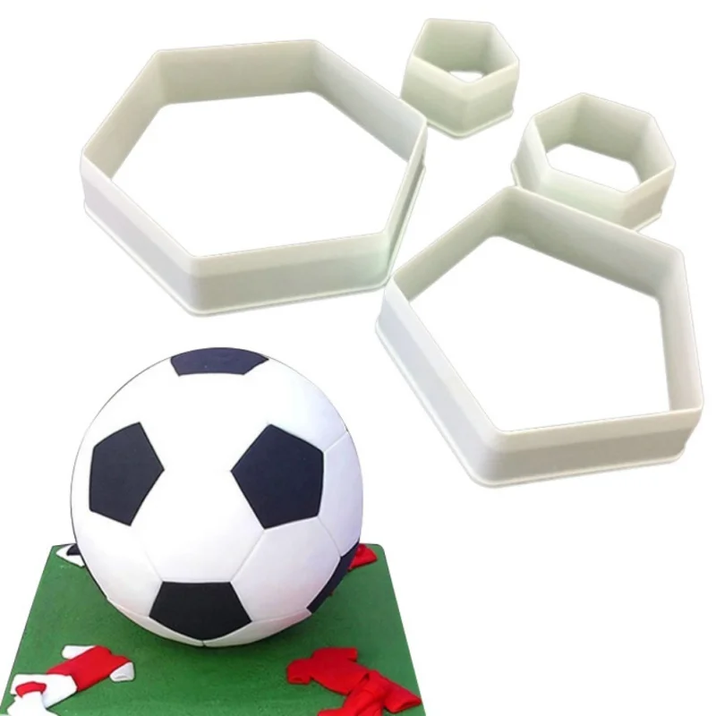 

Soccer Shape Cookie Cutter Hexagon Cutters Set Fondant Cake Mold DIY Sugar Craft Football Print Plunger Kitchen Accessories
