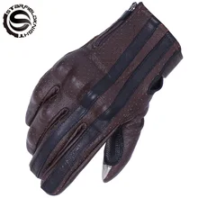 SFK Marrom Retro Motocicleta Luvas Homens Tela Sensível Ao Toque Luvas de Couro de Cabra Luvas Moto Moto Motocross Luva Motocicleta