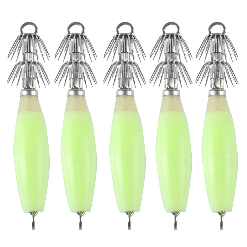 

5Pcs/lot Luminous Simulation Fishing Tackle Lures Squid Jig Lures with Hook 16g Fish Hook
