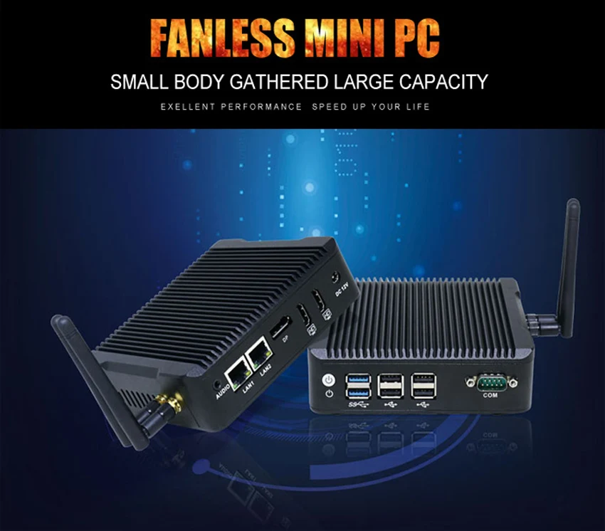 Small Form ПК Dual LAN itx pc n3160 Мини-ПК Оконные рамы 4 ядра Micro PC palm Размеры компьютера 3 * Отображает 2 * HDMI 2.0 и 1 * DP Порты и разъёмы