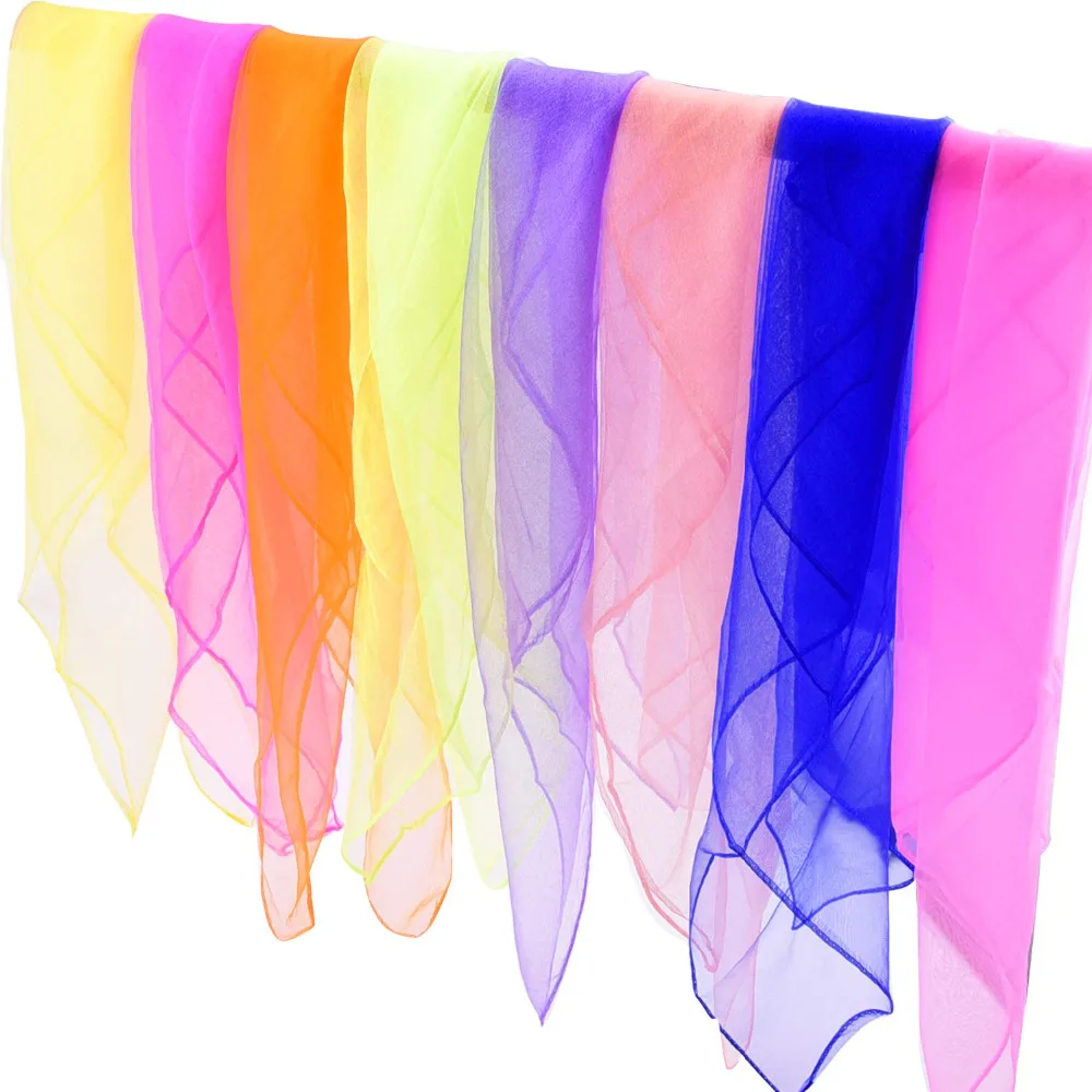 Dance Scarves 20 Pieces Juggling Scarves Magic Rhythm Band Scarves Multicolor Square 24 by 24 Inches