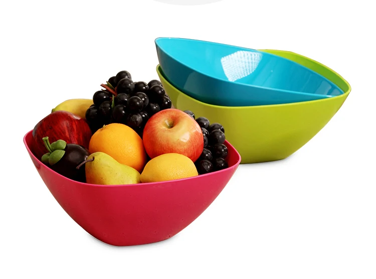 ОРЗ 3 шт./компл. Европейский квадратные PP Пластик с фруктами яркая миска для салата Еда контейнер овощи фрукты контейнер для хранения