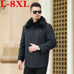 Большие размеры 8XL 7XL зимняя куртка Для мужчин Повседневное парка с меховым воротником куртка Толстая Для мужчин теплые Для мужчин пальто и