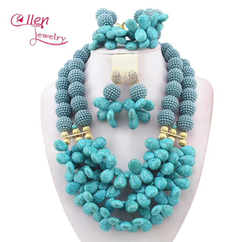 

African Jewelry Sets Nigerian Beads Wedding Jewelry Set Bridal Statement Jewelry Set Free Shipping W10974