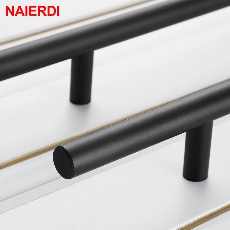 NAIERDI Cabinet Pull Diameter 10mm Stainless Steel Handles 2" ~ 24'' Kitchen Door T Bar Straight Handle Knobs Furniture Hardware furniture handles kitchen door handles