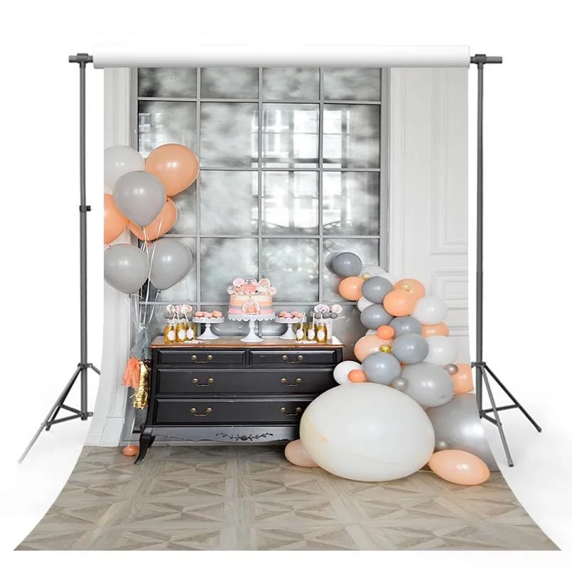 

Customize baby shower party grey balloons photo backgrounds for guests portrait photography studio backdrops