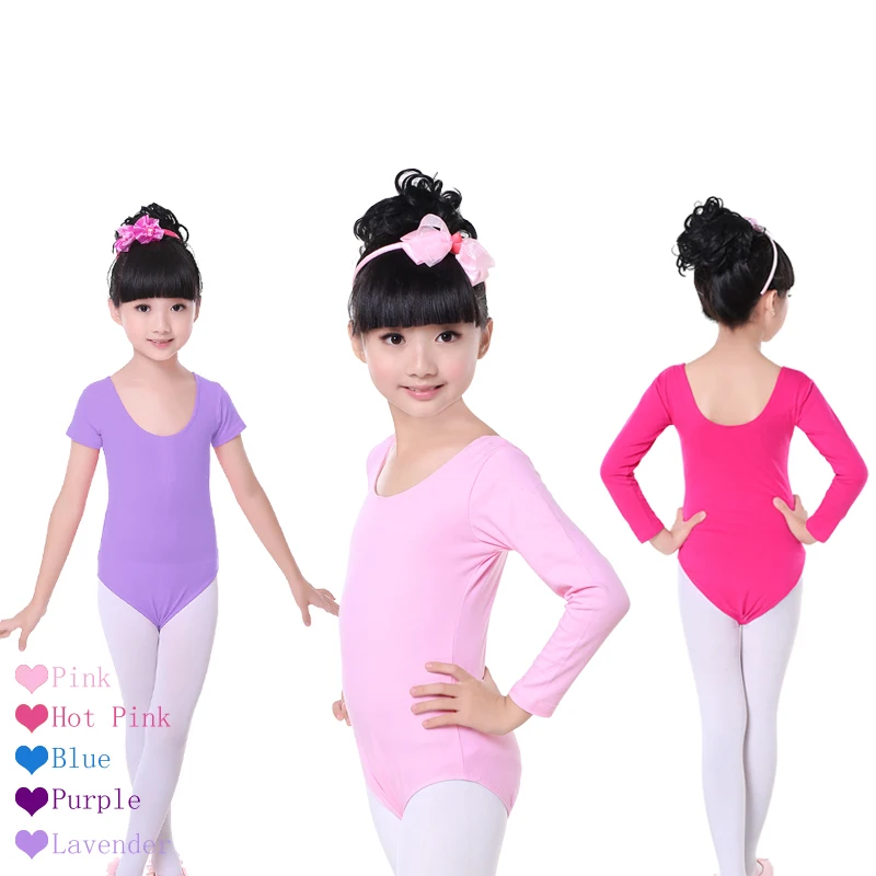 

Children Kids Pink Cotton Short/Long Sleeve Leotard Clothes Girls Ballet Dance Gymnastics Dancewear