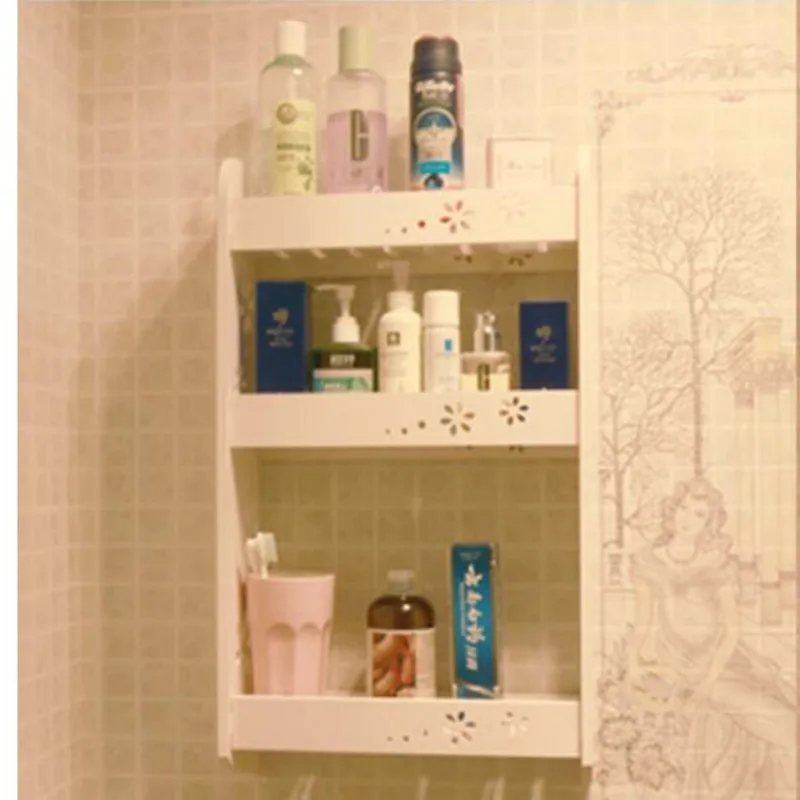 Bathroom wall rack multi function No drilling hooks are required Wall shelf toilet bathroom waterproof shelf