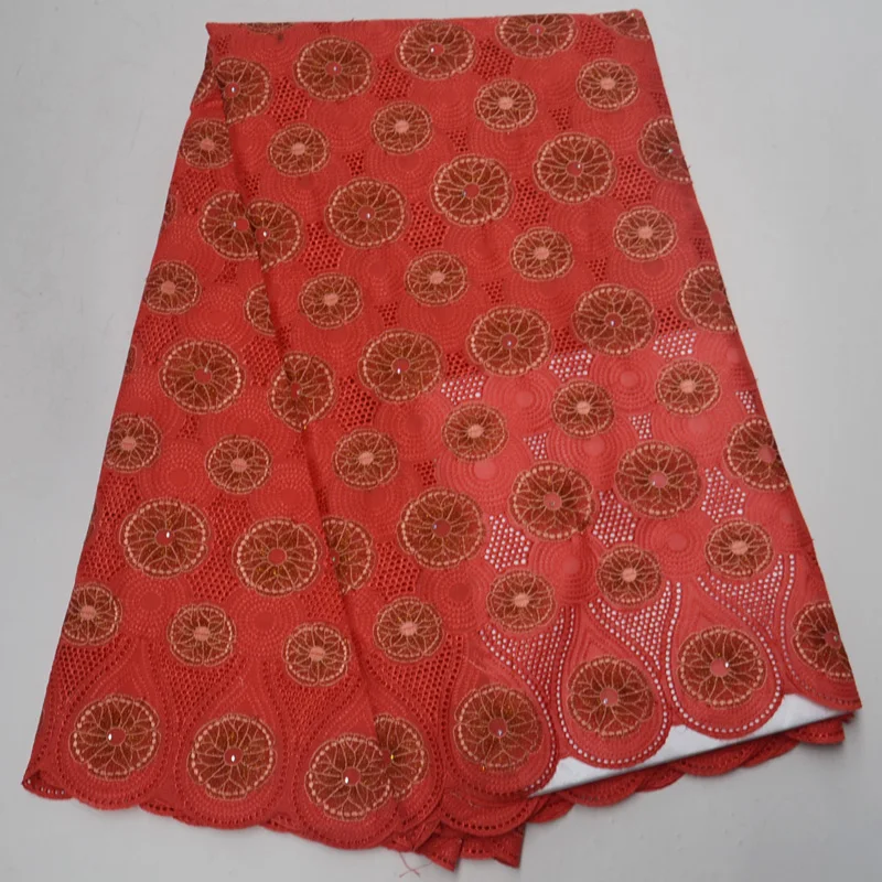 

Free shipping (5yards/pc) red African dry cotton lace fabric elegant embroidered Swiss lace fabric for party dress CLP235