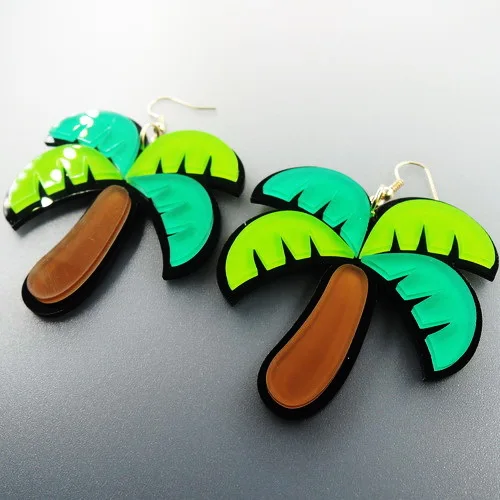 

Acrylic new arrival summer beach The coconut drop earrings for men women boho bohemia plant coconut tree earrings jewelry