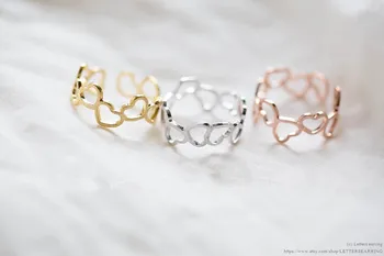

Fashion Rolling Heart Ring Adjustable Rings Love ring linked together ring Peach Hearts For Woman wholesale